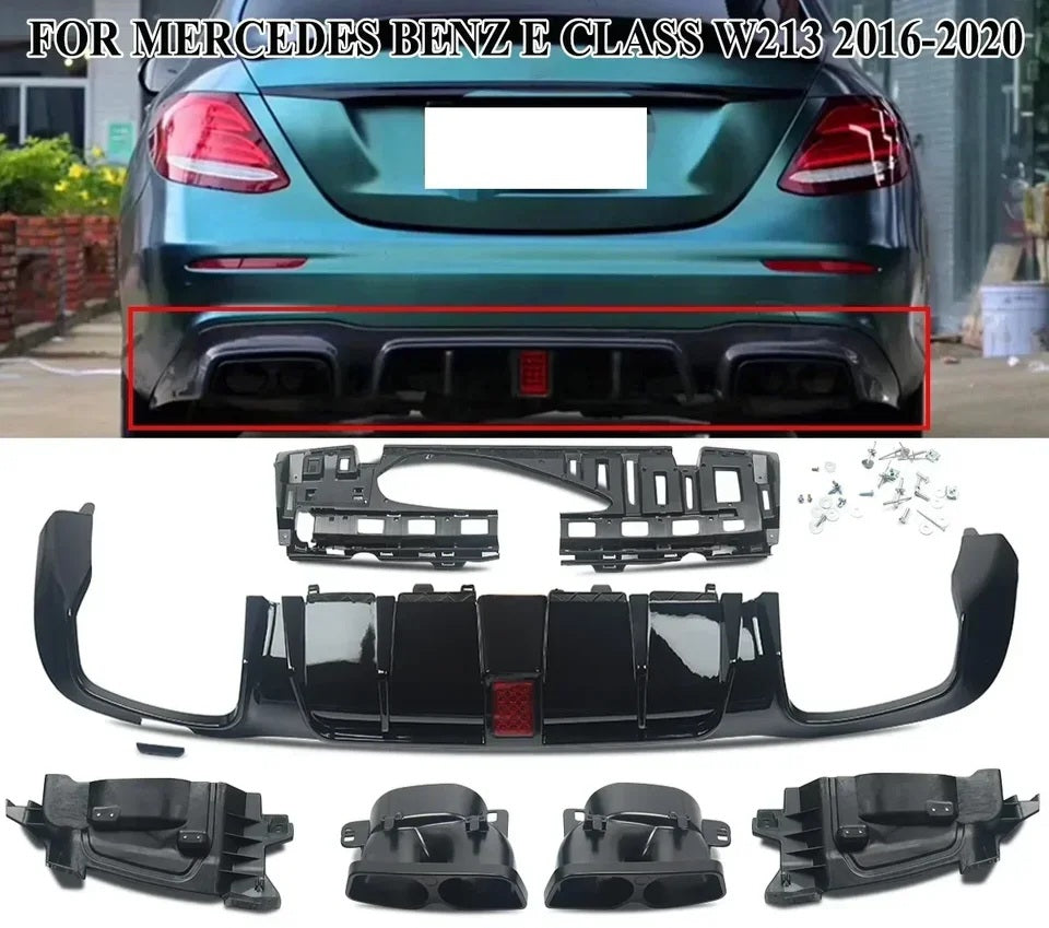 Kit BRABUS E63 Mercedes-Benz Classe E W213 2016-2020 AMG PARE-CHOCS SEULEMENT
 
Pour Mercedes-Benz Classe E W213 2016-2020 AMG-Line Diffuseur arrière noir brillant + kits de carrosserie