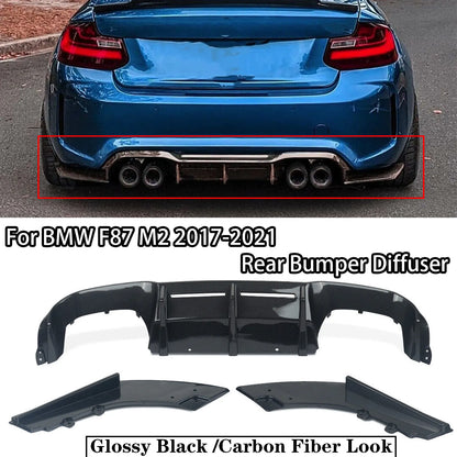 Difusor M Perfomance BMW M2 F87 Com Splits Laterais

For BMW M2 F87 2016-2020 3Pcs Car Rear Bumper Lip Diffuser Spoiler Side Splitters Apron Flaps Carbon Fiber Look Glossy Black