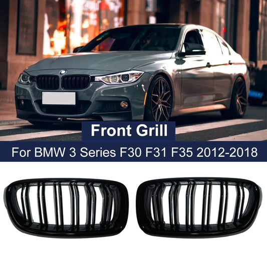 Grelhas duplas BMW F30 F31 High Quality ABS Front Bumper Grille For BMW 3-Series F30 F31 F35 2012-2018 Sport Grill Double Slat Line Grilles Kindey Grills