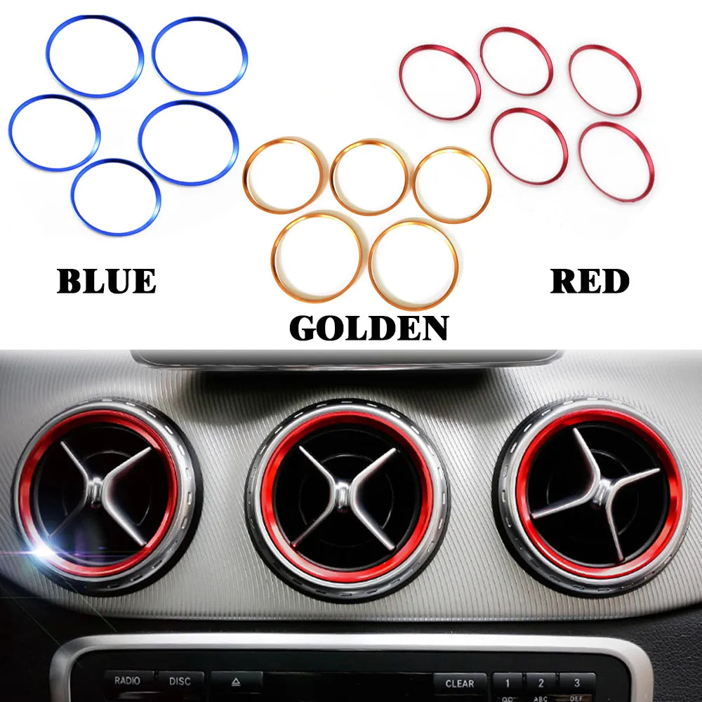 Aros Cores Mercedes w176 w117 Classe A  B Cla GLA 

5Pcs Car-Styling AC Outlet Ring Decoration Air Conditioning Vents Trim Stickers Cover for Mercedes Benz A B CLA GLA Class