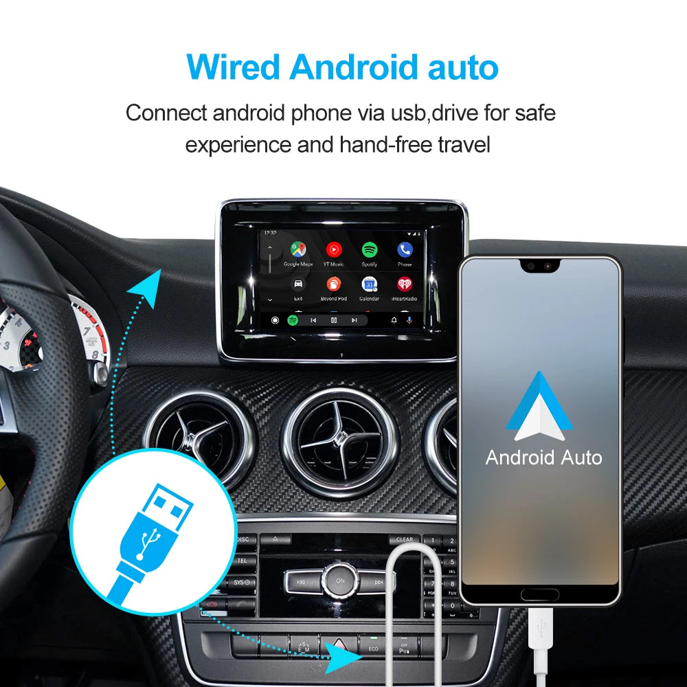 Boîtier activateur sans fil Carplay et Android Auto, Mercedes classe A W176 CLA W117 C W204 E W212 CLS W218 GLK ML
 Boîte Carplay sans fil pour Mercedes CLA W117 C W204 E W212 CLSW218 GLK ML Android Auto