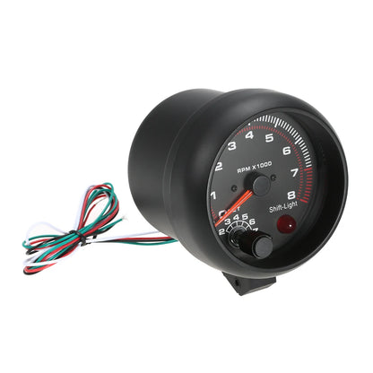 Monomètre compte les rotations de 0 à 8000RPM
 
Tachymètre universel noir pour voiture de 3.75 pouces, jauge blanche, lumière Inter Shift 0-8000 RPM