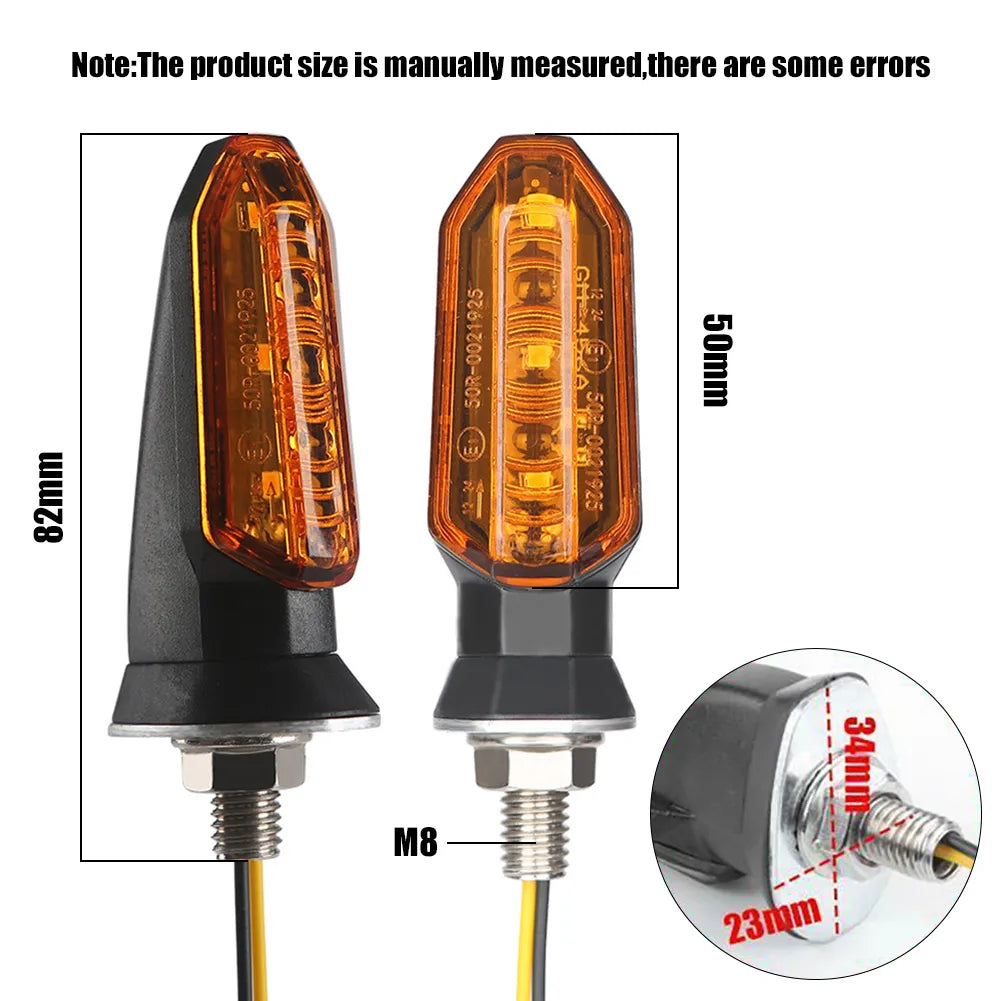 2 Piscas Universais Honda Yamaha Suzuki Kawazaki Honda

2PCS Motorcycle Turn Signal LED Headlight Amber Bullet Front Rear Flashing Light Waterproof Blinker M8 Bolt for ATV UTV Scooter