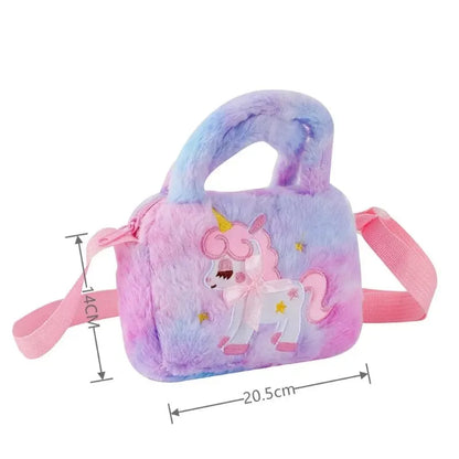 Brinquedo de bolsa Criança ombro unicórnio peluche