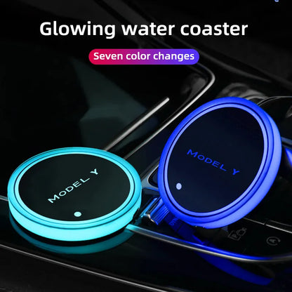 Luzes Porta Copos Tesla

Applicable to Tesla Model Y car colorful modified atmosphere light car interior luminous water coaster anti-slip mat accessories