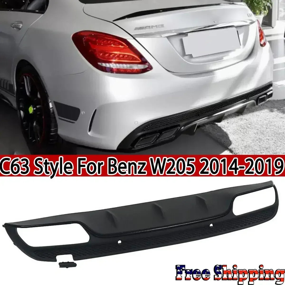 Kit Completo difusor Ponteiras e Todos Acessórios Mercedes Benz W205 2014-2019 Apenas Para-Choques  Amg

For  Mercedes Benz W205 2014-2019  AMG-Line Rear Diffuser + Exhaust Tips