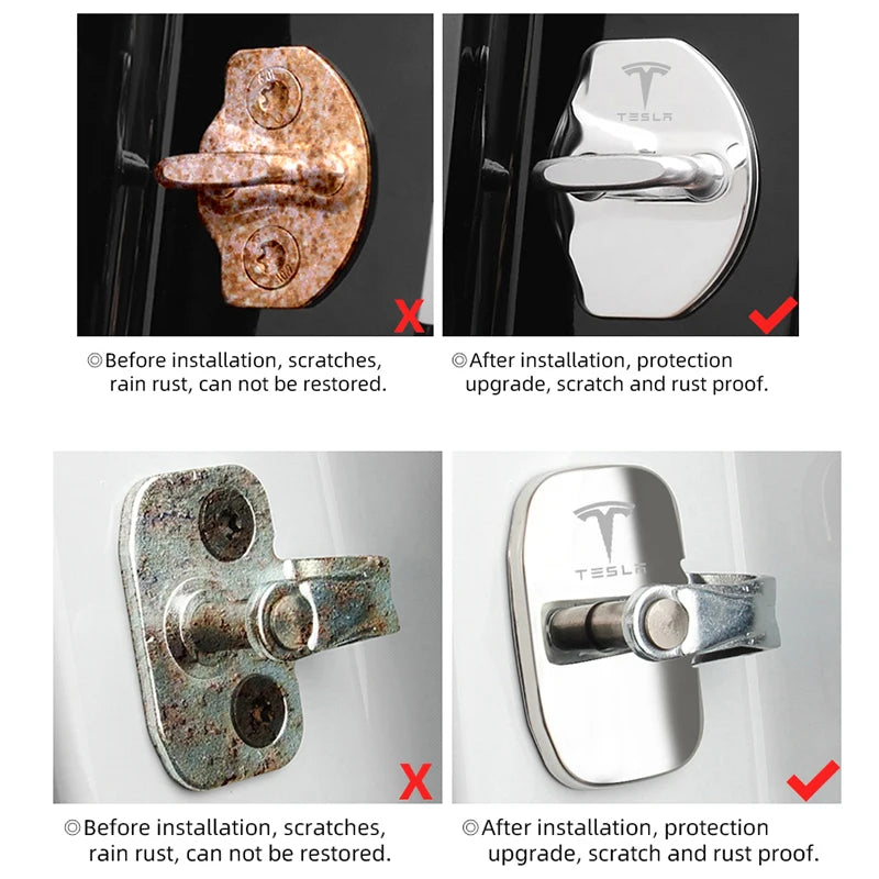 Couvercles de serrure de porte avec logo Tesla

 Autocollants de Protection pour couvercle de serrure de porte de voiture en métal, 4 pièces, pour Tesla modèle 3 modèle XY, accessoires automobiles