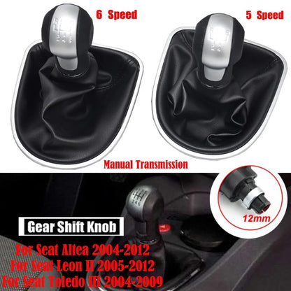 Pour Seat Altea 2004-2012 Leon II 2005-2012 Toledo III 2004-2009 Pommeau de levier de vitesse manette de vitesse 5 6 vitesses avec botte de guêtre en cuir