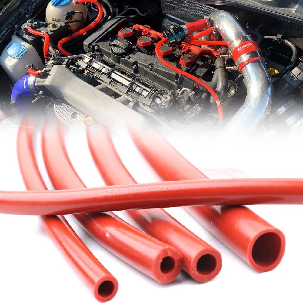 Universel 3/5/4/6/8/10/12/14mm Auto voiture vide Silicone tuyau course ligne tuyau Tube bleu rouge 1-50 mètre