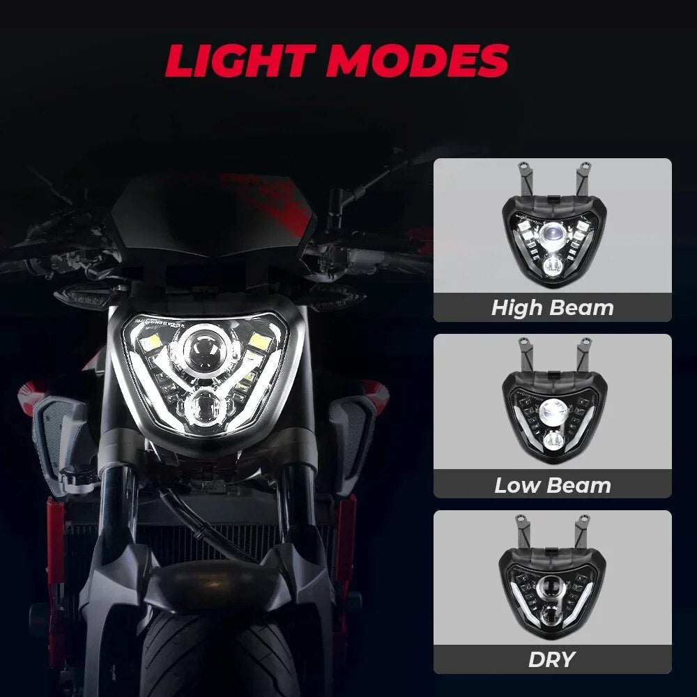 Phare MT07 2014-2017 LED phare e-mark projecteur DRL assemblage lumières étanches pour Yamaha MT 07 MT-07 FZ07 2015 2016 Led