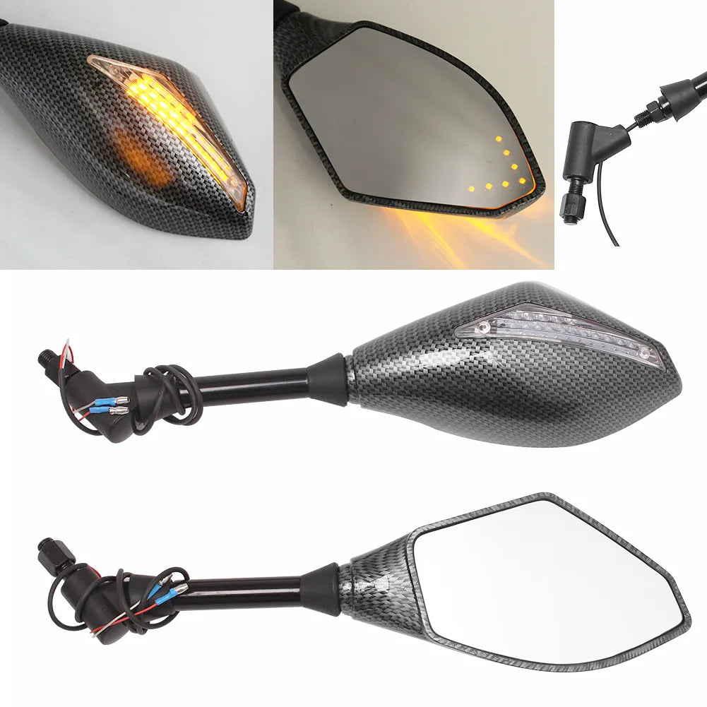 Rétroviseurs universels Honda YAMAHA SUZUKI KAWAZAKI APRILIA

 2 X LED clignotants rétroviseurs latéraux avec clignotant LED 10mm rétroviseur de moto pour Honda Suzuki Yamaha Ducati