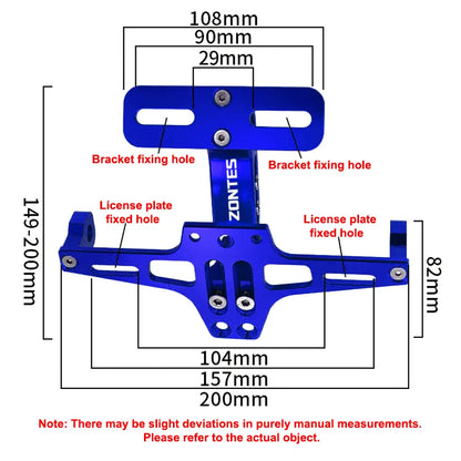 Suporte Matricula Zontes G1 125 ZT125 G1 ZT125U ZT 125 U ZT 310X ZT310R

For Zontes G1 125 ZT125 G1 ZT125U ZT 125 U ZT 310X ZT310R Motorcycle Adjustable Rear Tail Tidy License Plate Holder Bracket LED