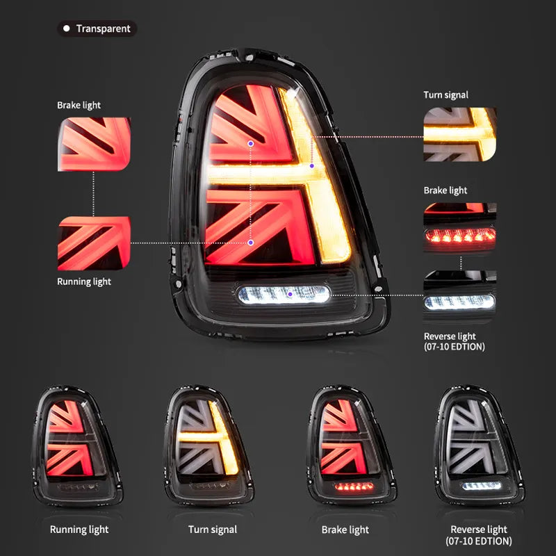 Faróis Traseiros Mini Cooper

Union Jack Led Tail lights Assembly For BMW Mini Cooper R56 R57 R58 R59 2007-2013 Rear Lamp DRL Fog Taillights Plug and Play