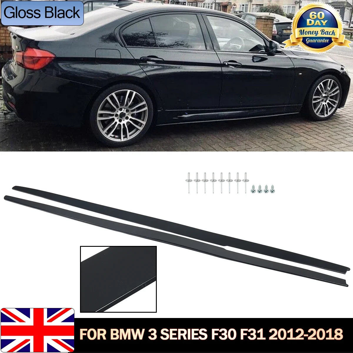 Lâminas Laterais BMW F30

 FOR BMW 3 SERIES F30 M PERFORMANCE STYLE SIDE SKIRT EXTENSION BLADES GLOSS BLACK