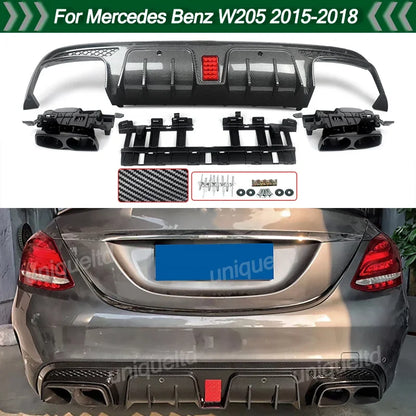 Kit C63 Carbone (Aquaprint) Mercedes w205 AMG Pare-chocs uniquement
 Version Berline ou Estate
 
Lèvre de diffuseur de pare-chocs arrière pour Benz W205 C63 C43 AMG berline 2015-2021 aspect carbone