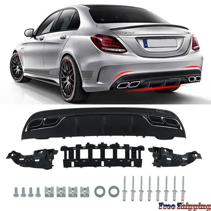 Kit Completo difusor Ponteiras e Todos Acessórios Mercedes Benz W205 2014-2019 Apenas Para-Choques  Amg

For  Mercedes Benz W205 2014-2019  AMG-Line Rear Diffuser + Exhaust Tips