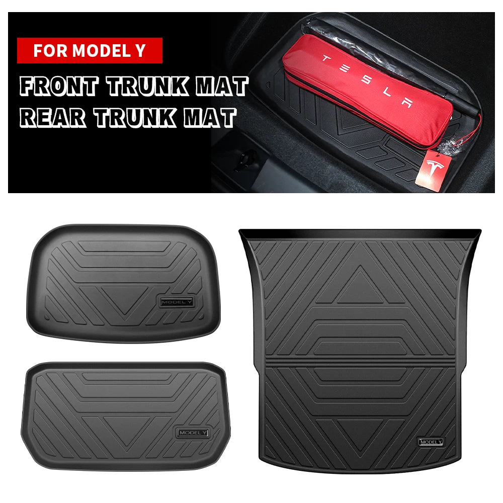 Tapis de valise Tesla

 Tapis de coffre avant et arrière de voiture améliorés, tampons de rangement, plateau de chargement pour Tesla Model Y, accessoires, coussin de Protection anti-poussière et étanche