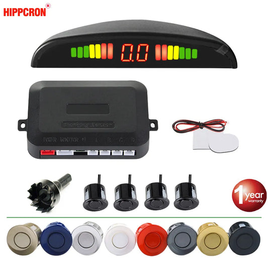 Sensores estacionamento universal seat vw honda bmw ford renault mercedes opel Car LED Parking Sensor Kit 4 Sensors 22mm Reverse Radar Sound Alert Indicator System 8 Colors