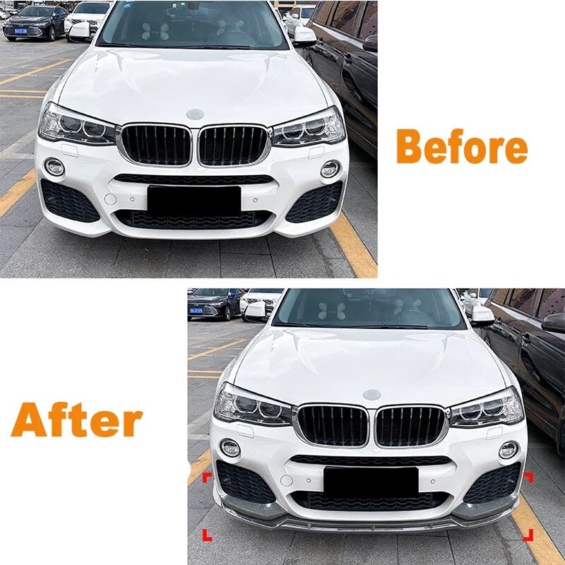 Lèvre frontale ou fentes

 Pour BMW X3 F25 X4 F26 LCI M Sport 2014-2017 pare-chocs avant lèvre séparateur diffuseur corps Kit Spoiler pare-chocs garde protecteur accessoire