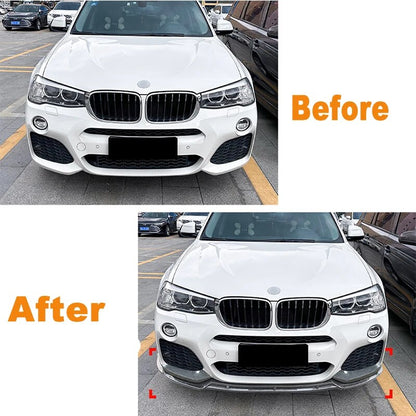 Lèvre frontale ou fentes

 Pour BMW X3 F25 X4 F26 LCI M Sport 2014-2017 pare-chocs avant lèvre séparateur diffuseur corps Kit Spoiler pare-chocs garde protecteur accessoire