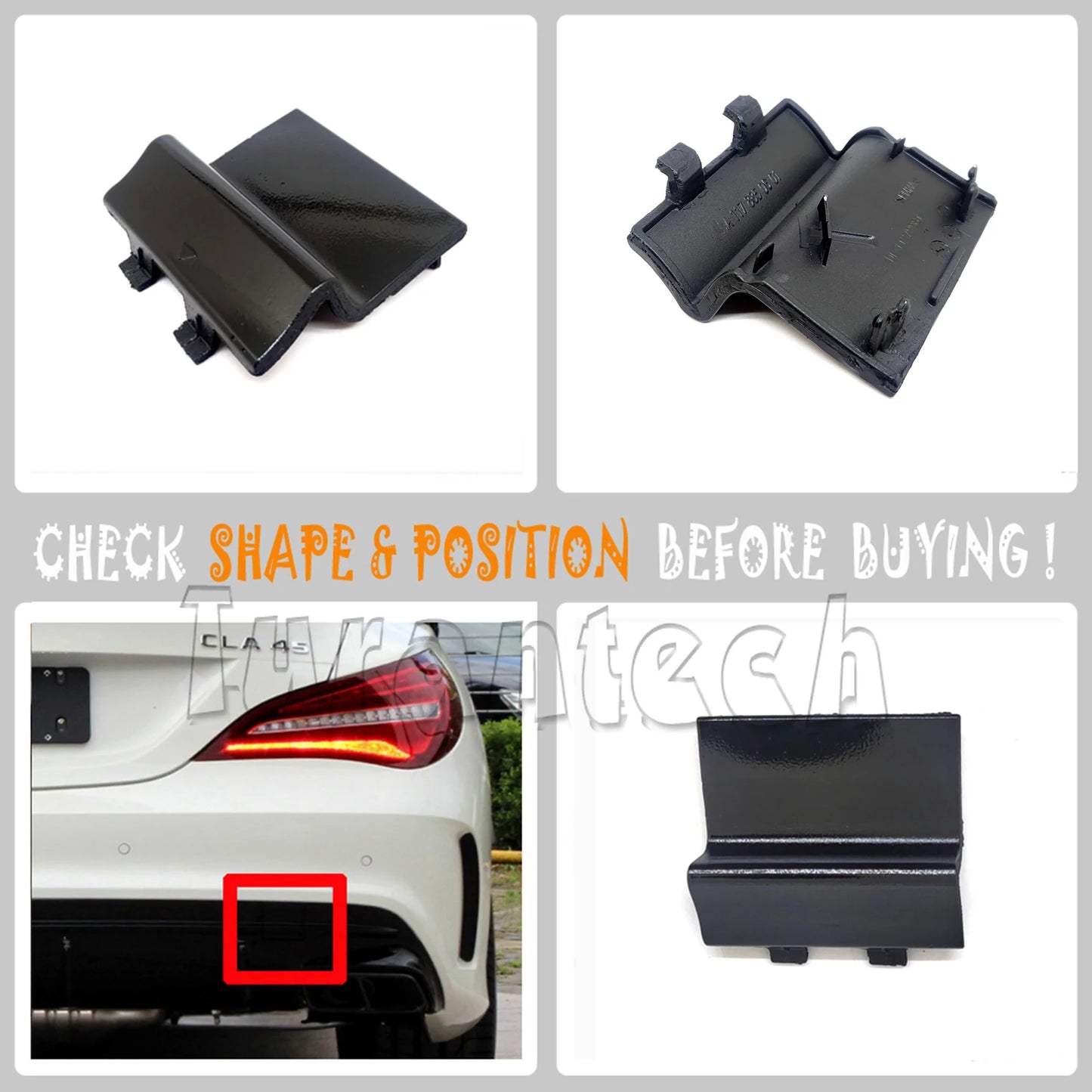 Capa de gancho de reboque traseiro para Mercedes AMG CLA W117 2012 a 2018 CLA45 

 For 12-19 Mercedes AMG CLA W117  CLA45  Rear Tow Hook Cover