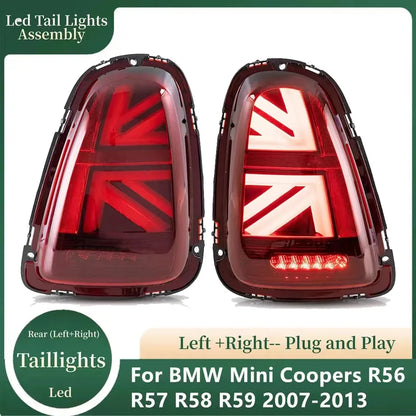 Faróis Traseiros Mini Cooper

Union Jack Led Tail lights Assembly For BMW Mini Cooper R56 R57 R58 R59 2007-2013 Rear Lamp DRL Fog Taillights Plug and Play