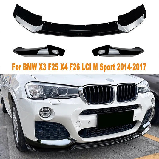 For BMW X3 F25 X4 F26 LCI M Sport 2014-2017 Front Bumper Lip Splitter Diffuser Body Kit Spoiler Bumper Guard Protector Accessory