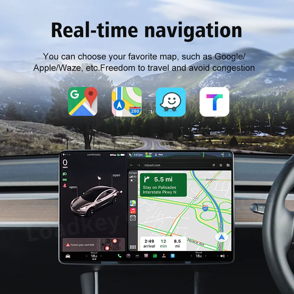 Activador Carplay Tesla
CarlinKit Wireless CarPlay Android Auto For Tesla Model 3 Model X Y Model S Auto Connect Siri Voice Assistant Spotify Waze 5G BT