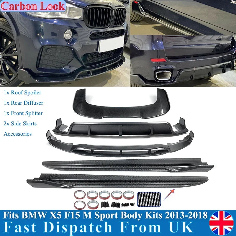 kit  DESPORTIVO CARBONO AQUAPRINT BMW X5 F15
FOR BMW X5 F15 AERO BODY KIT TRANSFORMED FRONT LIP SPOILER REAR DIFFUSER SKIRTS