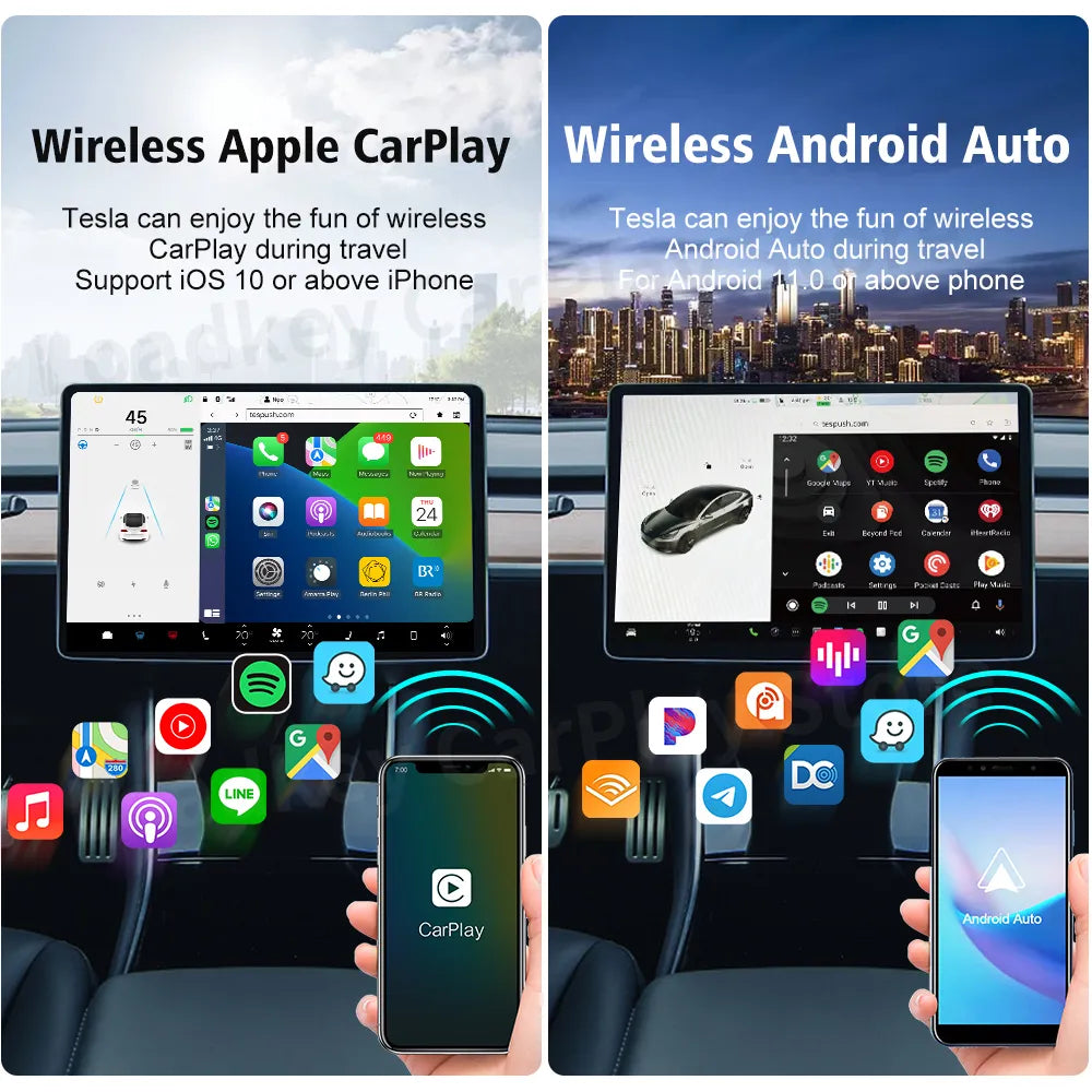 Activador Carplay Tesla
CarlinKit Wireless CarPlay Android Auto For Tesla Model 3 Model X Y Model S Auto Connect Siri Voice Assistant Spotify Waze 5G BT